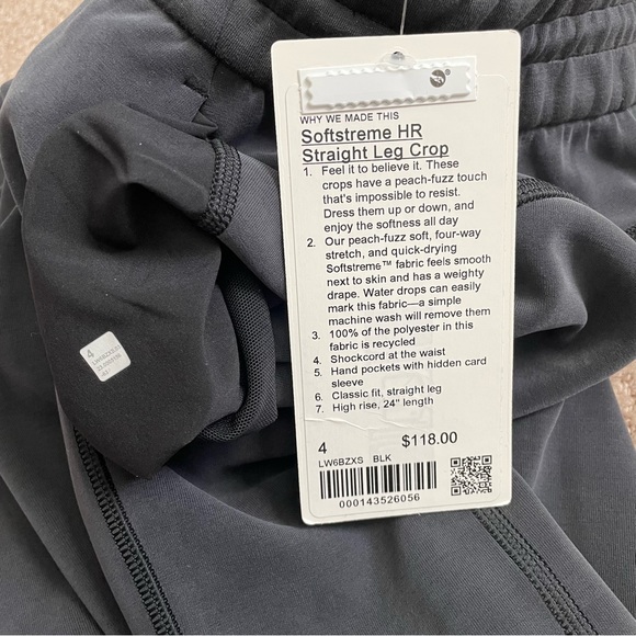Lululemon Softstreme High-Rise Straight Leg Crop Black 24” Size 4 New With Tag - Picture 6 of 12